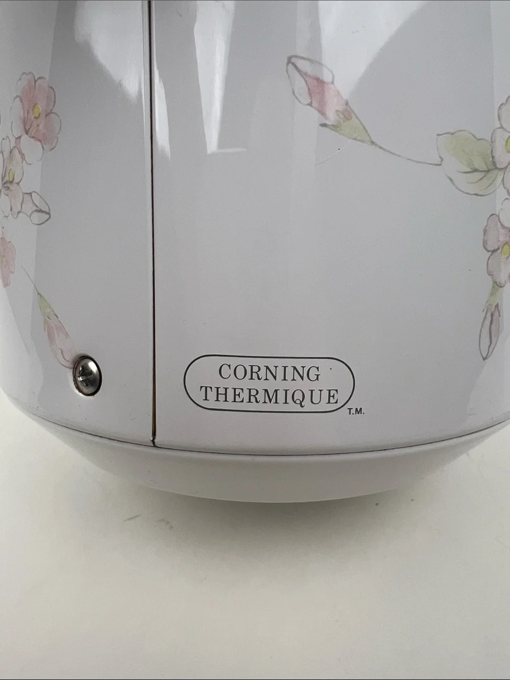 Vintage Crown Corning Thermique Coffee Carafe White 1 Qt Thermos Made in Japan